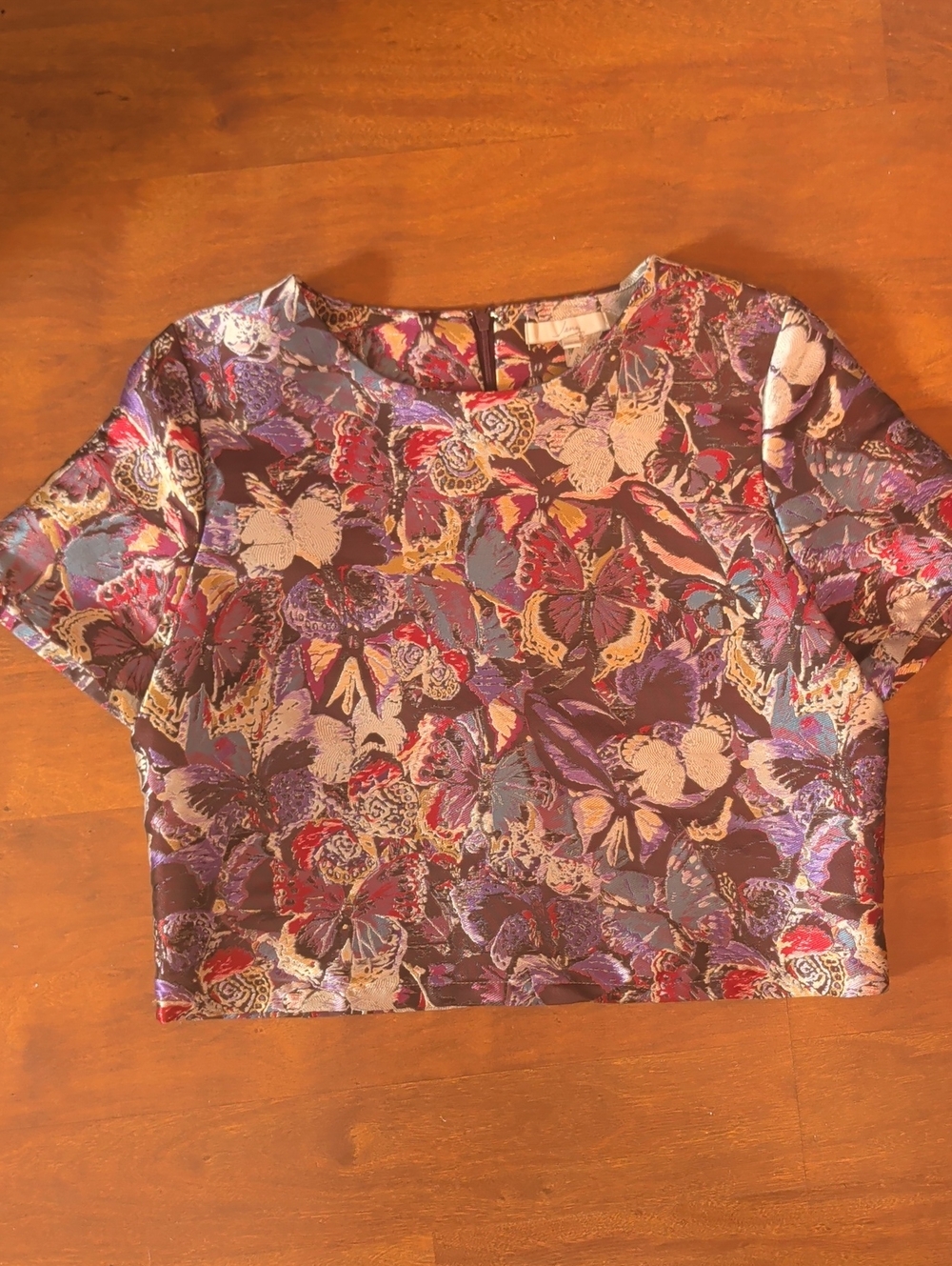 Jenni Purple Floral Butterfly Crop Top